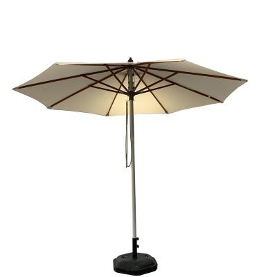 China Poolside Pulley Umbrella Modern Swimming Wooden Parasol for sale