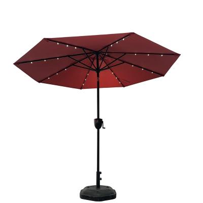 China Leisure Style Restaurant Patio Sunshade Solar Balcony LED Light Umbrella for sale