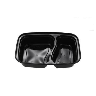 China Fast Food Container 2 Compartment Plastic Disposable Lunch Box Microwave Two Compartment Food Container for sale