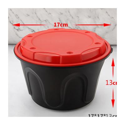 China Disposable Made In China Food Grade Round Bowl Plastic Anti-theft Lock Snack Takeaway Packing Box for sale