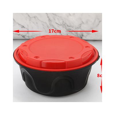 China 1080ML Round Lock Disposable Food Grade PP Material Packing Box Color Lid Disposable Hot Selling Transparent Lunch Box for sale