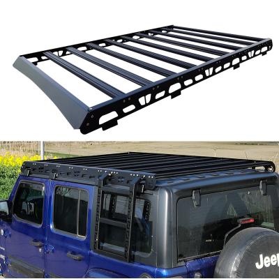 China Aluminum 4x4 4wd Accessories Roof Rack Fit For Cowboy JK JL High Quality 4X4 Cargo Rack Basket With Ladder for sale