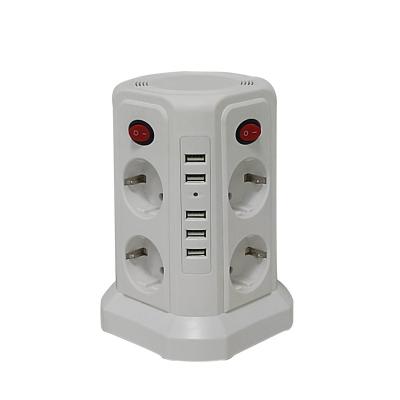 China Hot Selling Travel Strip Socket Tower With Wireless Charger Socket Charging Station 5 USB Fast Charger Port for sale