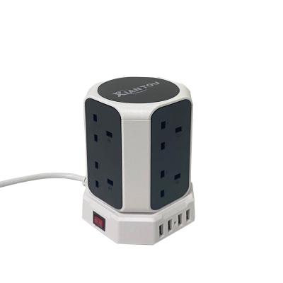 China Travel Power Tower Extension Surge Protector UK AC Output Cables Plug With USB Ports Lead Plug for sale