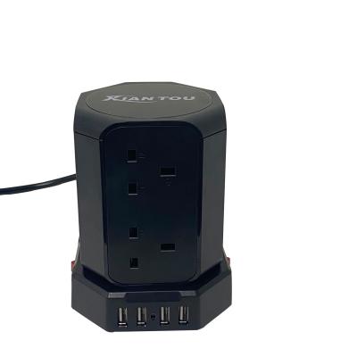 China Multi Travel UK Vertical Power Socket and Independent Switch with 4 usb for sale