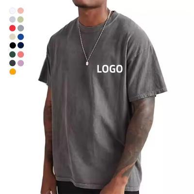 China Quick Dry custom wholesale street wear cotton print distressed tees heavyweight oversized tshirt mens vintage acid wash t shirt for men for sale