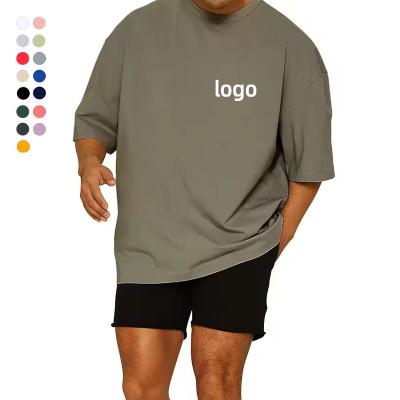 China Quick Dry custom men's gym streetwear tees blank oversized cotton plain t-shirts men's plus size drop shoulder tshirts for sale