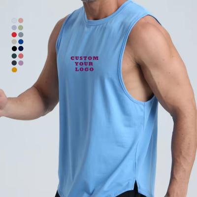 China Quick Dry Custom Logo Cotton Gym Muscle Sleeveless Sportswear Singlet Workout Fitness Tank Top Sport Vest For Men for sale