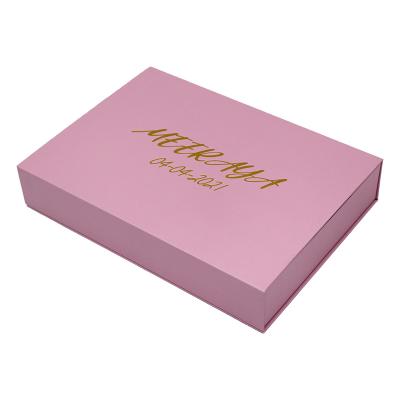 China Recyclable Pink Book Shape Packaging Box Gift Box Product Box With Gold Pattern for sale