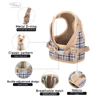 China Wholesale Personalized Breathable Plaid Sports Pet Clothing Dog Leash Vest And Harness Set Customization And Accessories Quality Design for sale