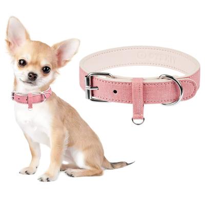 China Viable PU Bronzing Plaid Premium Luxury Personalized Leather Flexi Pet Leather Strong Fashionable Dog Collar For Dogs for sale