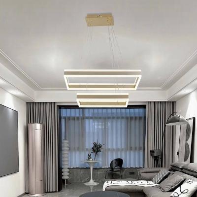 China Factory Direct Sale Indoor Luxury Decoration Chandelier Black Aluminum Hanging Led Pendant Light Remote Control/App Control for sale