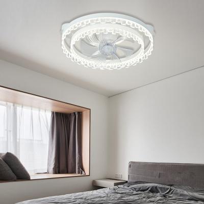 China Crystal Living Room Chandelier Ceiling Fans Modern Home Decor Aluminum Remote Control / App Control Light for sale