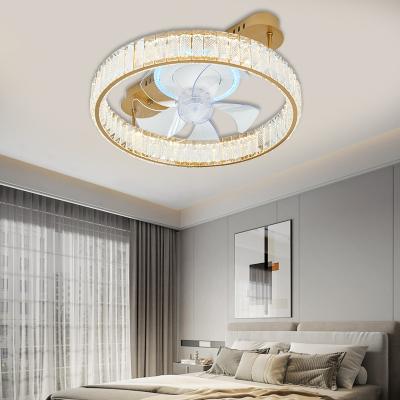 China Crystal Living Room Electric Ceiling Modern Interior Decoration Remote Control / App Control Aluminum Fans for sale