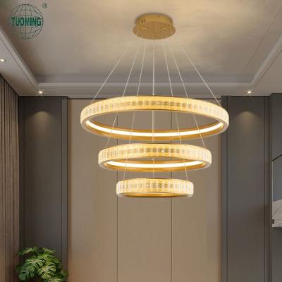 China New Design Remote Control / App Control Decorative Crystal Living Room Hanging Luxury Aluminum Led Chandelier Pendant Light for sale