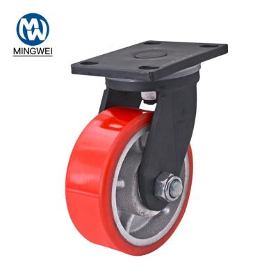 China SWIVEL Safe And Durable 6 Inch PU Swivel Caster Extra Heavy Duty Red Industrial Wheel for sale