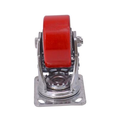 China SWIVEL 4 Inch PU On Cast Iron Caster Swivel With A Brake Heavy Duty Industrial Caster Wheels For Carts With Factory Price for sale