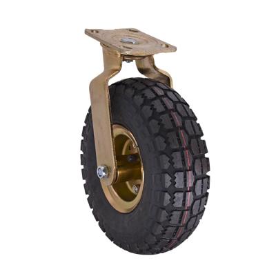 China 10 Inch Noise Resistant Pneumatic Rubber Wheel Does Not Swivel Heavy Duty Caster Wheel for sale