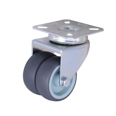 China Silent TPR Double Wheel Caster 50 Mm Swivel Twin Wheel Casters Wheel for sale