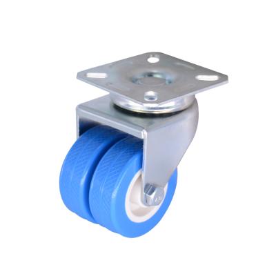 China Silent Double Caster Wheel 50 Mm PVC Furniture Caster Wheel Twin Swivel / 2 Inch for sale