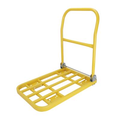 China 600 Kg Trolley Cart Easy Folding Yellow Steel Hand Cart 65*120cm for sale