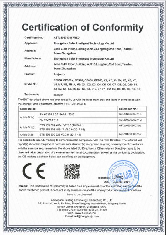 CE - Zhongshan Saier Intelligent Technology Co., Ltd.