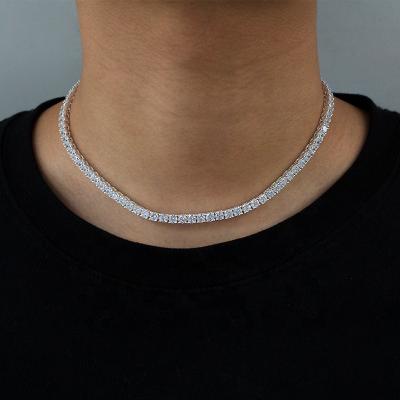 China Tennis Necklace 4mm Hip Hop Diamond Iced Out Chain Necklace 925 Sterling Silver Jewelry Trendy Classic Vintage Romantic Hiphop for sale