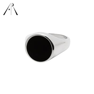 China Jewelry Fashion 925 Sterling Silver Rings Fine Onyx Gemstone Agate Concise Handmade Rings for sale