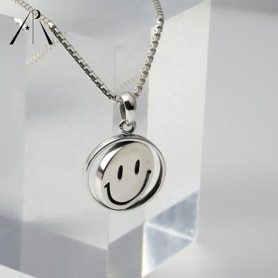 China Happy Reversible Double Sided Smiling Faces Pendants Hip Hop Punk Smiley Face Pendant Cute Round For Necklace for sale