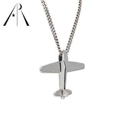 China Hiphop Fashion Jewelry Solid 925 Sterling Silver Pendant Simple Plain Polished 3D Airplane Pendants For Necklace for sale