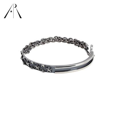 China Fashion New Products Vintage Link Chain Men Women Half Silver Curb Star Bracelet Bangle Bracelet for sale