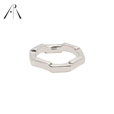 China TRENDY INS Minimalist Platinum Plated 925 Sterling Silver Ring Jewelry Geometric Rectangle Soft Silver Ring for sale