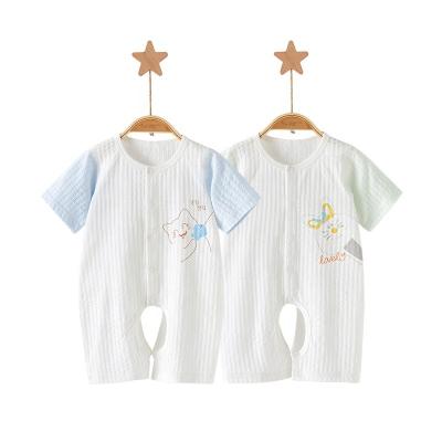 China Bulk Sale Eco-friendly Washable Breathable Newborn Baby Clothes Summer Baby Romper Baby Clothes Short Sleeve Set 100% Cotton for sale