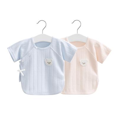 China 100% Back Half Sleeve Baby Cotton Summer Clothes Infant Short Sleeve Coat Boneless Newborn Anti-Shrink Suit Newborn Baby Clothes for sale