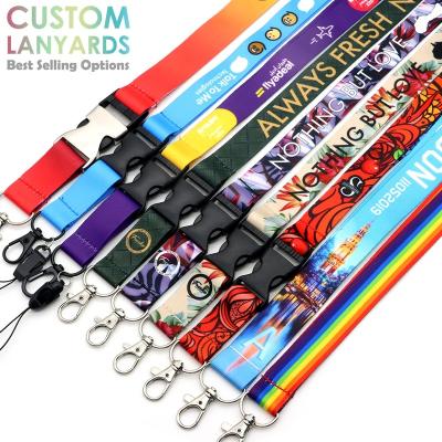 China Durable No Order Manufacturer Cheap Personalized Neck Min Tool Printing Custom Logo Polyester Sublimation Lanyards for sale