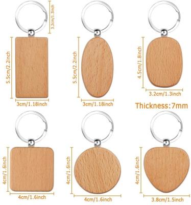 China Popular Blank Key Chain Wooden Key Chain Eco-friendly Custom Design Laser Engraved Wood Printed Name Key Chain Indicator Logo Wood Keychain for sale