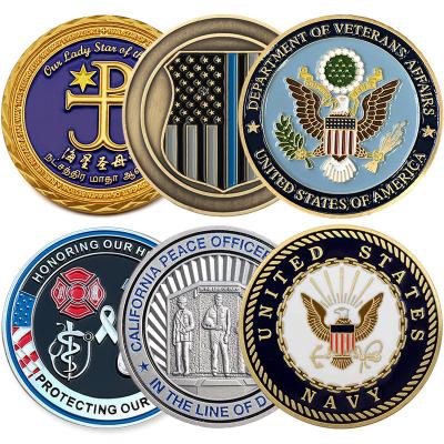 China Europe Custom Challenge Coins USA Gold Plated Lucky White House Gold Two Commemorative Face Coins With Acrylic Box for sale