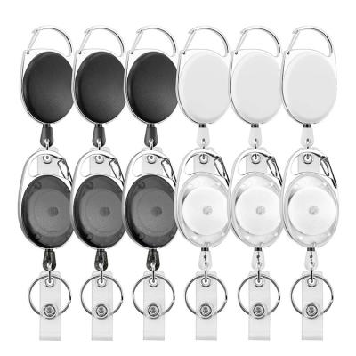 China Carabiner Retractable Badge Holders Yoyo Plastic Abs Nurse Id Attendance Badge ID Card Heavy Duty Oval Name Badge Reel Reel for sale