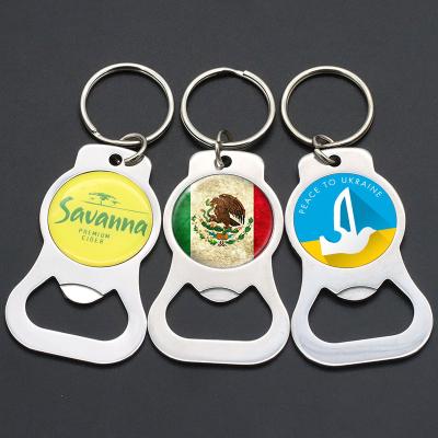 China Viable Stainless Steel Epoxy Sublimation Beer Bottle Opener Metal Key Chain Keychain Custom Key Chain Bottle Opener With Logo for sale