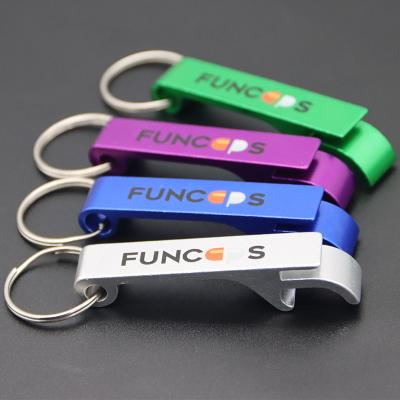 China Mini Portable Pocket Metal Bar Customized Viable Tools Aluminum Bottle Opener Key Ring Keychain Beer Bottle Opener for sale