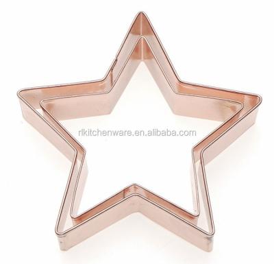 China Sustainable Christmas Item 2pcs Set Of Copper Dish Cookie Cutter Star Shape Cookie Mold for sale