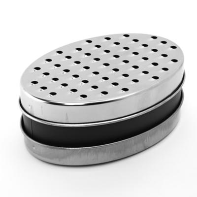 China Sustainable Oval Shape Stainless Steel Cheese Box Grater With Container And Exchangeable Blade for sale