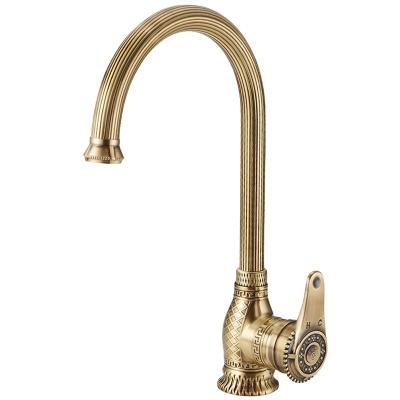 China Metered Faucets Brushed Gold Plated Bathroom Kitchen Sink Vintage Brass Faucet for sale