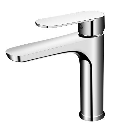 China Metered Faucets Silver Brass Basin Water Mixer Tap Bathroom Sink Faucets for sale