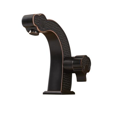 China American Faucets Oil Metered Rubbed Bronze Single Handle Basin Faucet Antique Brass Bathroom for sale