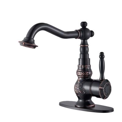 China Matte Black Single Handle Bowl Commercial Sink Faucets Vintage Large Metered Copper Faucet for sale