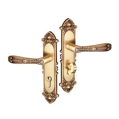 China Mid Century Luxurious Vintage Rose Gold Large Brass Wooden Door Handle For Villa Wood Door for sale