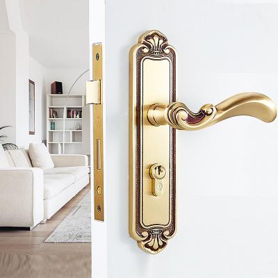 China Antique Gold Brass Privacy Lever Mid Century Door Security Main Door Handles for sale