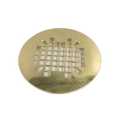 China Modern Custom Polished Brass Square Shower Drain Cover Bathroom Floor Strainer for sale