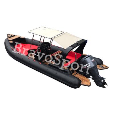 China PVC Rowing Boat For Fishing 25ft RIB 760 Luxury Fiberglass Inflatable With Outboard Motor Teak Floor Boat For Sale for sale